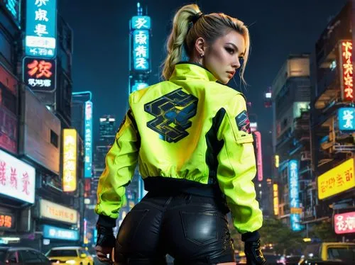 neon body painting,neon,formichetti,jacket,cyberpunk,cyberpunks,taya,policewoman,cindy,zhaowen,neon lights,yellow jacket,cyberdog,zhawn,police uniforms,cyberpatrol,officer,neon colors,neon light,policewomen,Photography,General,Natural