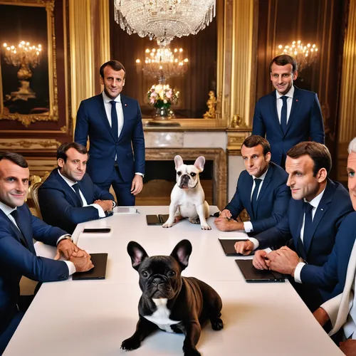 the french bulldog,french bulldogs,french president,kennel club,napoleon iii style,quenelle,the animals,vive la france,boeuf à la mode,vanity fair,french culture,boardroom,dogshow,apéritif,men sitting,real tennis,french foreign legion,business men,chess men,look at the dog,Photography,General,Realistic