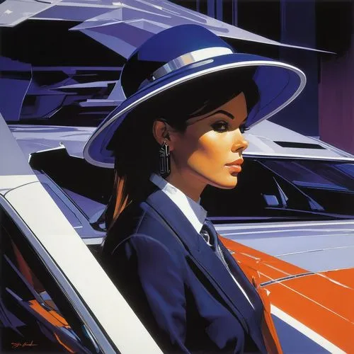 vettriano,farragher,trafficante,mcquarrie,policewoman,woman in the car,panama hat,macnee,struzan,hildebrandt,attendant,cardinale,contessa,art deco woman,vintage illustration,retro woman,retro women,whitmore,chauffeur car,inspecteur,Conceptual Art,Sci-Fi,Sci-Fi 23