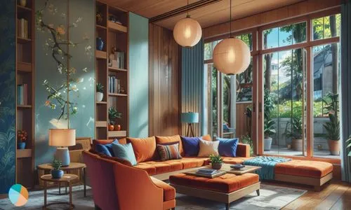 livingroom,living room,modern living room,sitting room,modern decor,apartment lounge,contemporary decor,interior modern design,interior design,modern room,an apartment,mid century modern,teal and orange,interior decor,interior decoration,reading room,home interior,furnishings,sky apartment,3d rendering,Anime,Anime,Realistic