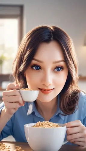 girl with cereal bowl,cereal,oat bran,oat,woman drinking coffee,muesli,cereals,cereal stubble,granola,breakfast cereal,to have breakfast,avena,cereal grain,rice cereal,eat,in the bowl,complete wheat bran flakes,woman eating apple,quinoa,tea,Photography,Natural