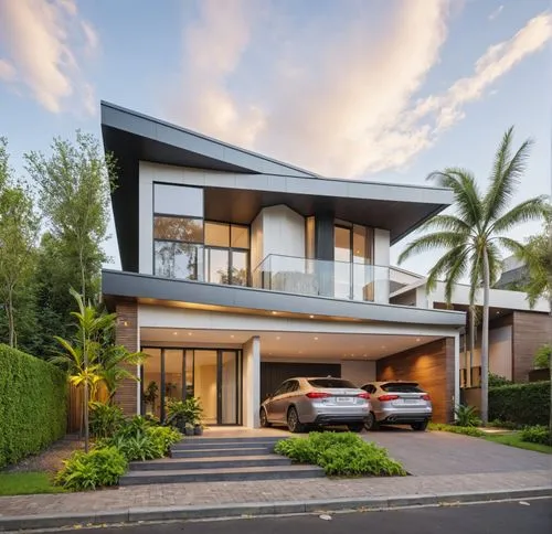 Architecture Design,a modern house is on the street with three cars in front,modern house,luxury home,modern architecture,beautiful home,luxury property,modern style,Photography,General,Realistic