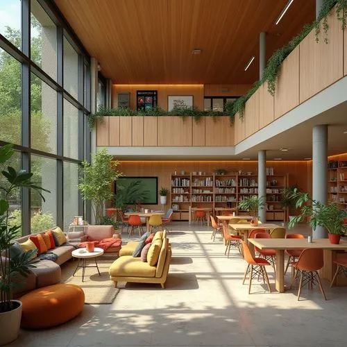 mid century modern,midcentury,reading room,school design,library,mid century house,children's interior,cafeteria,study room,mid century,libraries,breakfast room,university library,longaberger,neutra,public library,atriums,hallward,canteen,lunchroom,Photography,General,Realistic