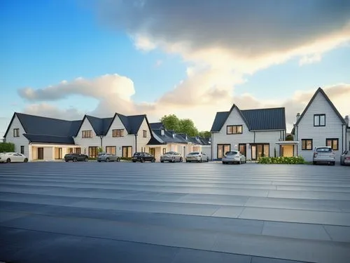 BLACK ROOF,several cars parked in front of many houses,townhomes,roof landscape,townhouses,house roofs,tobermore,leaseholds,Photography,General,Realistic