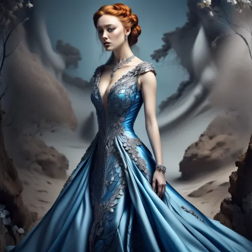 blue enchantress,the snow queen,celtic queen,ball gown,ice queen,cinderella,elsa,suit of the snow maiden,evening dress,fairy queen,fantasy picture,fantasy art,fairy tale character,mazarine blue,sapphire,fantasy portrait,fantasy woman,winterblueher,bridal clothing,celtic woman