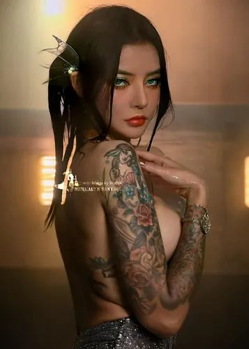 tattoo girl,geisha girl,oriental girl,oriental princess,sand rose,dakini