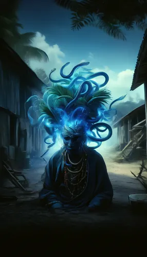 medusa,lord shiva,god shiva,sadhu,shiva,medusa gorgon,blue enchantress,sadu,sea god,sōjutsu,spiral background,dread,world digital painting,monk,avatar,shamanism,wuchang,blue snake,janmastami,teal blue