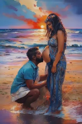 moana,luau,maui,loving couple sunrise,oil painting on canvas,aloha,mother and father,romantic scene,oil painting,beautiful couple,blue hawaii,fantasy picture,young couple,oil on canvas,cg artwork,art painting,molokai,couple goal,romantic portrait,lover's beach,Illustration,Paper based,Paper Based 04