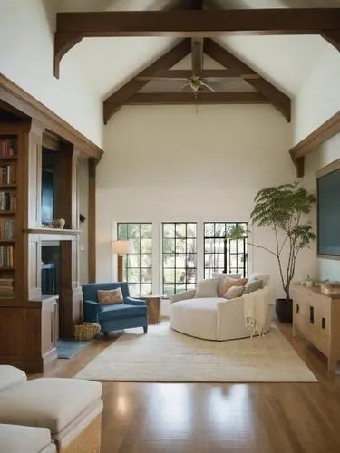 great room,family room,californian white oak,bonus room,sitting room,living room,hardwood floors,wooden beams,livingroom,vaulted ceiling,home interior,contemporary decor,loft,entertainment center,wood flooring,wood floor,modern room,modern living room,stucco ceiling,living room modern tv