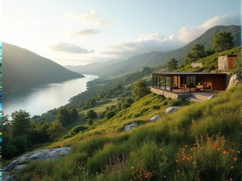 zumthor,amanresorts,lefay,aurland,geiranger,stryn,house in mountains,nordfjord,svizzera,snohetta,house in the mountains,floating huts,bernese highlands,brienz,lake lucerne region,geirangerfjord,house with lake,switzerland,mountain huts,chalet,Photography,General,Realistic