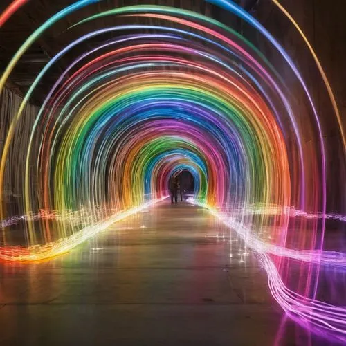 rainbow bridge,light art,light graffiti,electric arc,wall tunnel,vivid sydney,Photography,Artistic Photography,Artistic Photography 04