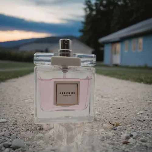 there is a small bottle of perfume sitting on the road,perfume bottle,fragrance,parfum,parfumerie,guerlain,aftershave