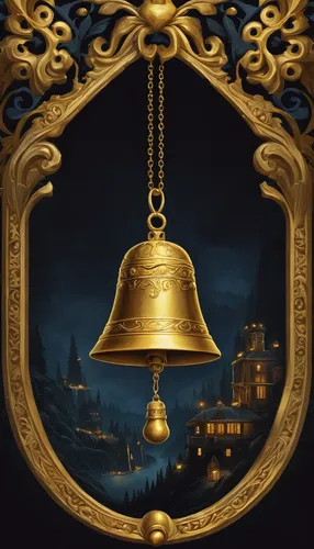 Craft a suspenseful thriller centered around a stolen set of precious gold bells.,ring the bell,christmas bell,witch's hat icon,easter bell,particular bell,measuring bell,golden candlestick,gold bells