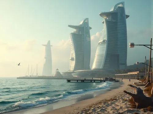 jumeirah beach hotel,jumeirah beach,dubay,jumeirah,sharq,futuristic landscape,doha,corniche,waterfronts,dhabi,futuristic architecture,shorefront,nakheel,varosha,dubai,dubia,seaside view,burj al arab,compositing,seaside resort,Photography,General,Realistic