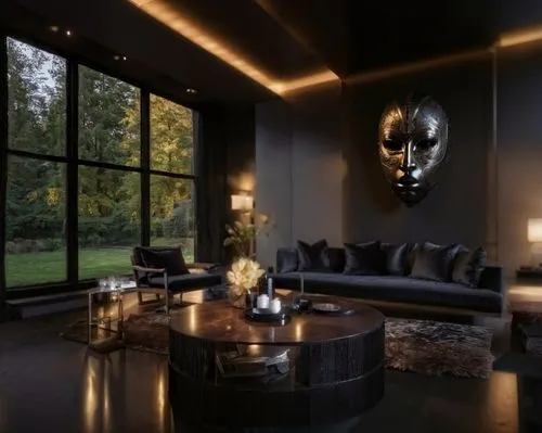 luxury home interior,livingroom,interior modern design,great room,contemporary decor,modern living room,dark cabinetry,living room,modern decor,sitting room,interior design,interior decor,interior decoration,billiard room,family room,apartment lounge,home interior,penthouse apartment,modern room,luxury property