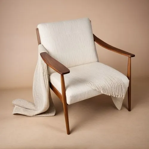 armchair with walnut wood structure and beige fabric upholstery, a checkered pattern is on top of it, high quality,wing chair,armchair,rocking chair,chair png,chair,slipcover,sleeper chair,chiavari ch