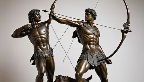 bronze figures,greek gods figures,bronze sculpture,justitia,nataraja,discobolus,perseus,png sculpture,sagittarius,trioceros,bow and arrows,statue of hercules,3d archery,the vitruvian man,sculptures,greek mythology,greco-roman wrestling,vitruvian man,sculpture,classical sculpture,Photography,Black and white photography,Black and White Photography 06