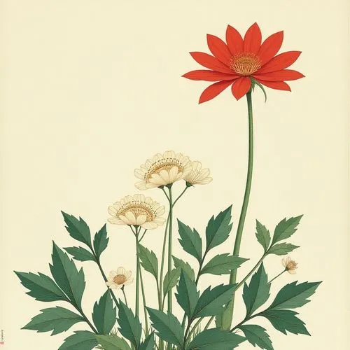 illustration of the flowers,flower illustration,calendula suffruticosa,echinacea purperea,argyranthemum frutescens,chrysanthemum grandiflorum