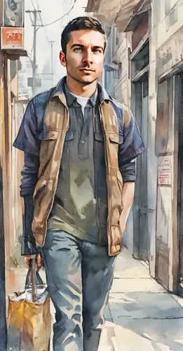 walking man,turunç,selçuk,kapparis,pedestrian,sales man,merchant,photo painting,vendor,a pedestrian,eminonu,casado,srinagar,italian painter,lefkos,fatayer,che,sodalit,courier driver,kentaur,Digital Art,Watercolor