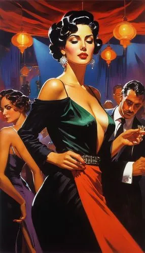 Show me an arousing Argentinian Tango  club woman for the nite
,tashlin,vettriano,burlesques,clue,whitmore,trafficante,cluedo,rouben,croupier,art deco woman,vintage illustration,codenames,speakeasy,la