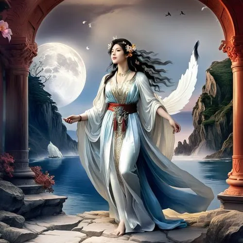 fantasy picture,fantasy art,moondragon,mervat,priestess,oriental princess,Illustration,Realistic Fantasy,Realistic Fantasy 01