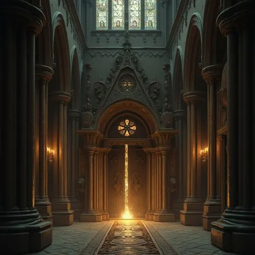 hall of the fallen,ecclesiatical,cathedral,illumination,the pillar of light,ecclesiastical,portal,ecclesiastic,risen,tabernacles,theed,candelight,church door,haunted cathedral,vicar,the threshold of the house,passage,entranceway,gothic church,sanctum,Photography,General,Realistic