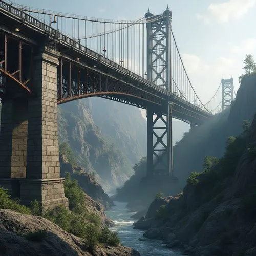 scenic bridge,cryengine,suspension bridge,railroad bridge,bridge,sweeping viaduct,viaduct,hangman's bridge,bridges,spit bridge,oxenbridge,highway bridge,adventure bridge,dishonored,trestle,viaducts,hanging bridge,bridged,golden bridge,bridge arch,Photography,General,Realistic