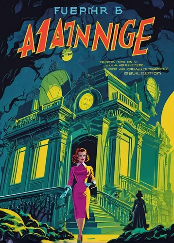 Write a thrilling suspense story set in a haunted mansion.,cd cover,blancmange,cover,plunge,alhambra,maraschino,maureen o'hara - female,atlantis,atomic age,femme fatale,furnace,alicante,turnpike,fungi