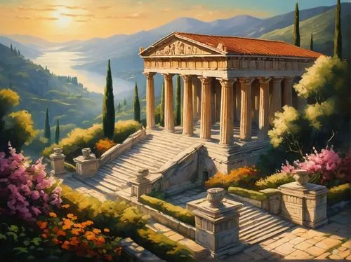 greek temple,temple of diana,artena,roman temple,panagora,artemis temple,delphi,tempio,ephesus,walhalla,mausolea,epitaphios,acropolis,apolloni,poseidons temple,pergamon,vittoriano,kythnos,ancient house,caesonia,Art,Artistic Painting,Artistic Painting 37