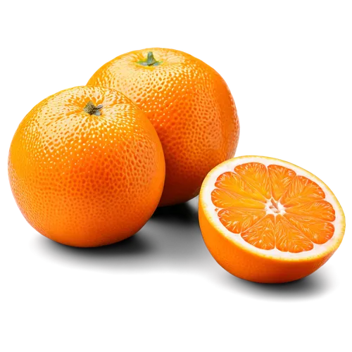 Ripe orange, vibrant orange skin, juicy texture, halved, showing segments, glossy surface, seed details, natural shadow, soft diffused lighting, macro shot, detailed pulp, transparent background, citr