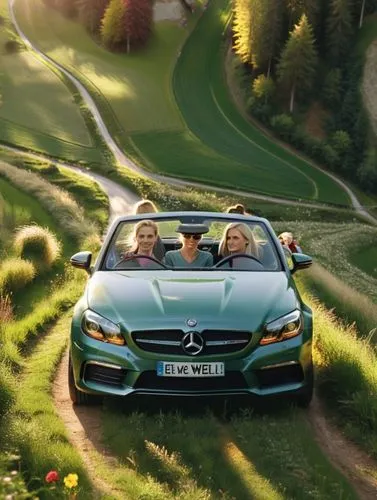 Germany’s political leader Alice Weidel dominates the action. She drives through a green Swiss meadow landscape with her pretty female partner in a valuable car whose dark green paintwork reflects the