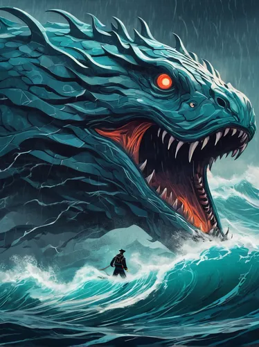 god of the sea,sea monsters,dragon of earth,water creature,salt water crocodile,wyrm,sea god,black dragon,painted dragon,maelstrom,dragon,tidal wave,nature's wrath,poseidon,big wave,poseidon god face,dragons,sea storm,dragon boat,the storm of the invasion,Conceptual Art,Sci-Fi,Sci-Fi 06