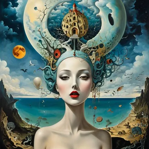 viveros,surrealism,diwata,ariadne,fornasetti,amphitrite,Illustration,Black and White,Black and White 07