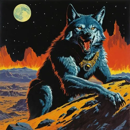 wolf,a large blue wolf sitting in the desert,werewolve,timberwolves,wolfstein,wolfsangel,wolfmother,steppenwolf,Conceptual Art,Sci-Fi,Sci-Fi 14