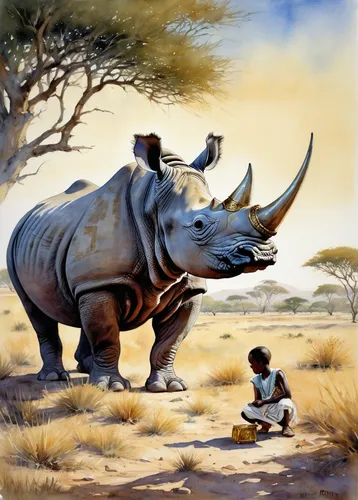 rhinoceros,black rhinoceros,white rhinoceros,southern square-lipped rhinoceros,indian rhinoceros,black rhino,southern white rhinoceros,rhino,triceratops,tsavo,uintatherium,oil painting on canvas,africa,cape buffalo,oxpecker,east africa,sudan,reconstruction,botswana,namib rand,Illustration,Paper based,Paper Based 23