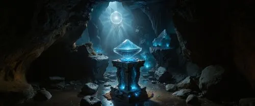 there is a very dark blue water in the tunnel,dagestanis,blue cave,alfheim,arkenstone,thingol,the blue caves