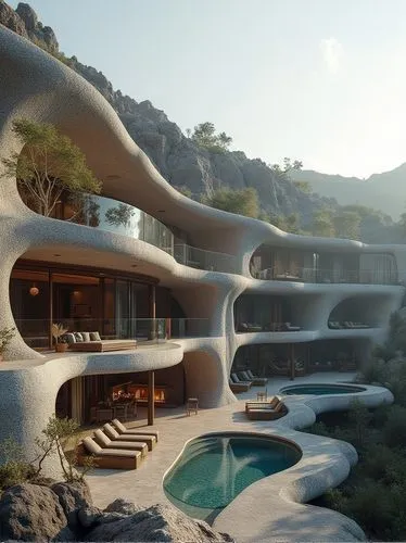 futuristic architecture,dunes house,earthship,modern architecture,luxury property,futuristic landscape