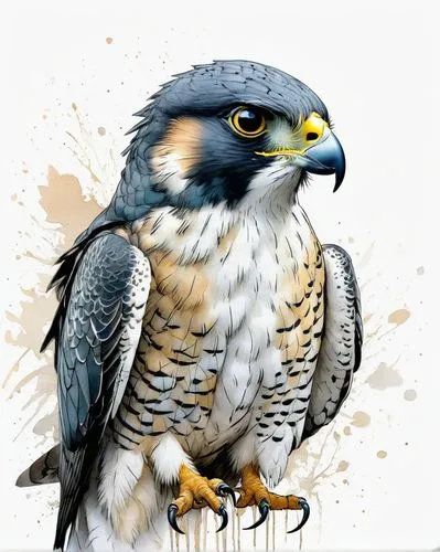 WHITE BACKGROUND,  CUTE BAROQUE peregrine falcon
,lanner falcon,peregrine falcon,portrait of a rock kestrel,falconiformes,saker falcon,new zealand falcon,aplomado falcon,falcon,bird painting,northern 