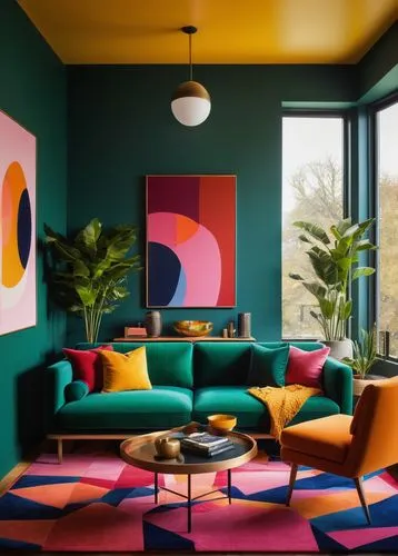 mid century modern,mahdavi,saturated colors,modern decor,color wall,interior design,technicolour,contemporary decor,color palette,vibrant color,maximalism,mid century,color circle articles,sitting room,rainbow color palette,geometric style,living room,livingroom,palette,interiors,Conceptual Art,Sci-Fi,Sci-Fi 22