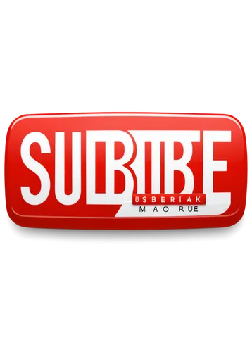 YouTube subscribe button, PNG transparent background, white and red colors, rounded rectangle shape, subtle shadow effect, glossy finish, 3D-like appearance, center-aligned text "Subscribe", bold font