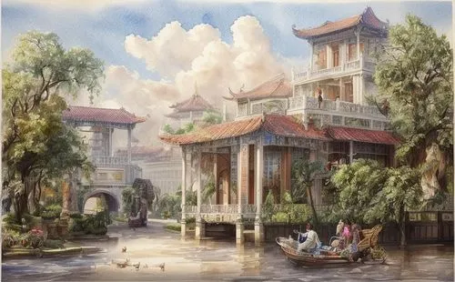 shanghai disney,qibao,asian architecture,chaozhou,palyul,tongli,dragon palace hotel,rattanakosin,house by the water,watercolor tea shop,water palace,huzhou,peranakan,shuozhou,peranakans,rattanakiri,pukou,yuexiu,yangmei,zhongchen