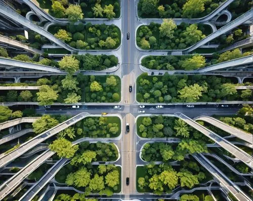 plant tunnel,vertigo,multi storey car park,interlace,tunnel of plants,urban design,tree canopy,superhighways,vertiginous,car roof,flyover,parkade,autostadt wolfsburg,aerial landscape,overpassed,infrastucture,freeways,mvrdv,chengdu,highway bridge,Conceptual Art,Oil color,Oil Color 15