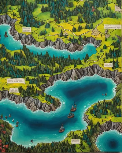 water courses,river course,the shoals course,oxbow lake,catarpe valley,villages,meanders,lake tanuki,snake river lakes,world 2nd clear lake,escher village,artificial islands,two jack lake,72 turns on nujiang river,fax lake,waterways,cartography,berchtesgadener land,mountainlake,alligator lake,Illustration,Paper based,Paper Based 06