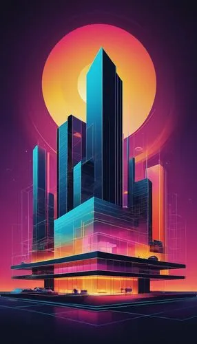 cybercity,futuristic landscape,abstract retro,cityscape,cybertown,synth,metropolis,colorful city,futurist,80's design,cityzen,ctbuh,cyberport,hypermodern,wavevector,city skyline,fantasy city,arcology,skyscraping,futurepop,Illustration,Black and White,Black and White 14