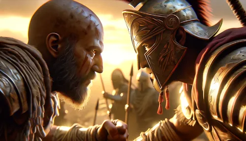 warrior and orc,cent,gladiator,confrontation,gladiators,warlord,biblical narrative characters,warrior east,pharaohs,spartan,massively multiplayer online role-playing game,guards of the canyon,nile,300 s,300s,vikings,warriors,digital compositing,rome 2,alien warrior