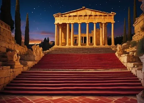 greek temple,agrigento,baalbek,baalbeck,celsus library,jerash,temple of diana,roman temple,hellas,rome night,crillon,acropolis,caesonia,celsus,atenas,zappeion,athens,hellenic,neoclassic,ephesus,Illustration,Retro,Retro 04