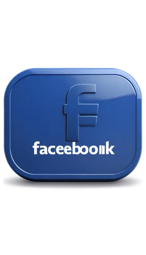 Facebook logo, social media icon, blue rectangle, white letter F, glossy surface, 3D effect, metallic material, detailed texture, solo, centered composition, bright lighting, shallow depth of field, h