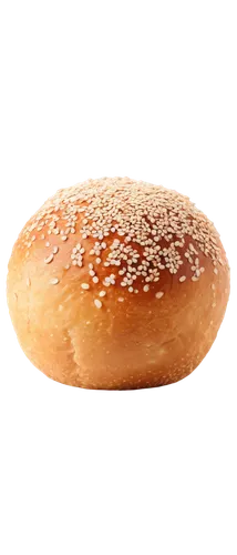 Freshly baked bread roll, golden brown crust, soft white interior, sesame seeds on top, rounded shape, slight sheen, morning light, warm color tone, close-up shot, shallow depth of field, cinematic li