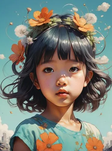 little girl in wind,girl in flowers,world digital painting,flower painting,digital painting,flower background,girl picking flowers,krita,portrait background,japanese floral background,flower girl,children's background,kids illustration,hoshihananomia,illustrator,beautiful girl with flowers,falling flowers,floral background,suri,digital art,Illustration,Paper based,Paper Based 19