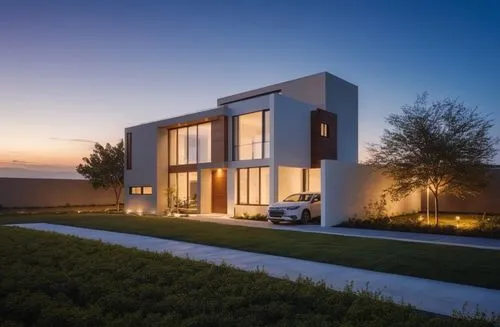 Minimalist two-story house. Modern lighting,modern house,cube house,dunes house,cubic house,modern architecture,smart house,smart home,homebuilding,residential house,cube stilt houses,hovnanian,reside